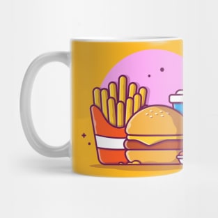Burger, French fries And Soft Drink Cartoon Vector Icon Illustration (2) Mug